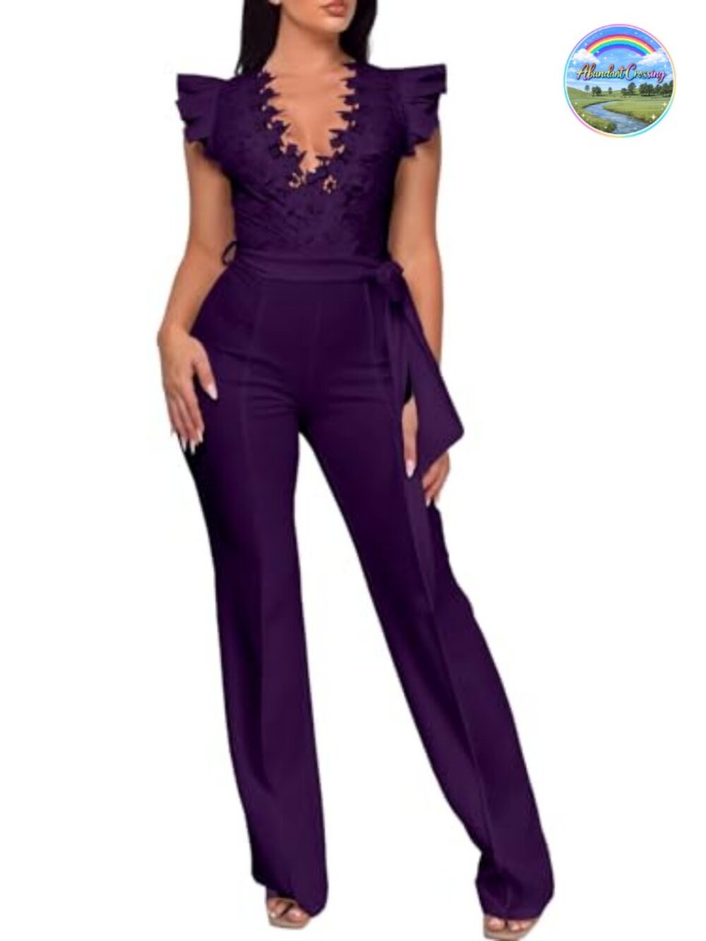 Plus Size Wide Leg Jumpsuit Sexy Back Zipper Short Sleeve High Waist Romper
